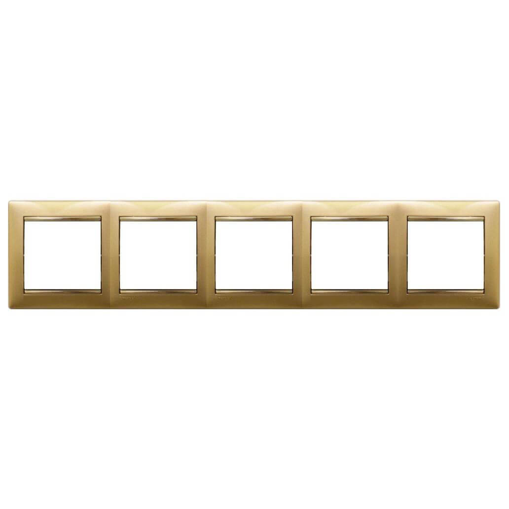 

Рамка 5-постовая Legrand Valena матовое золото 770305, Золотой, 770305 Valena