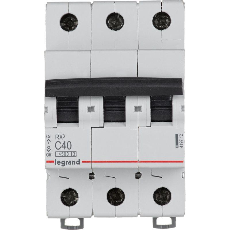

Выключатель автоматический модульный Legrand RX3 3П 40A 4,5кА AC 419712, Белый, 419712 RX3