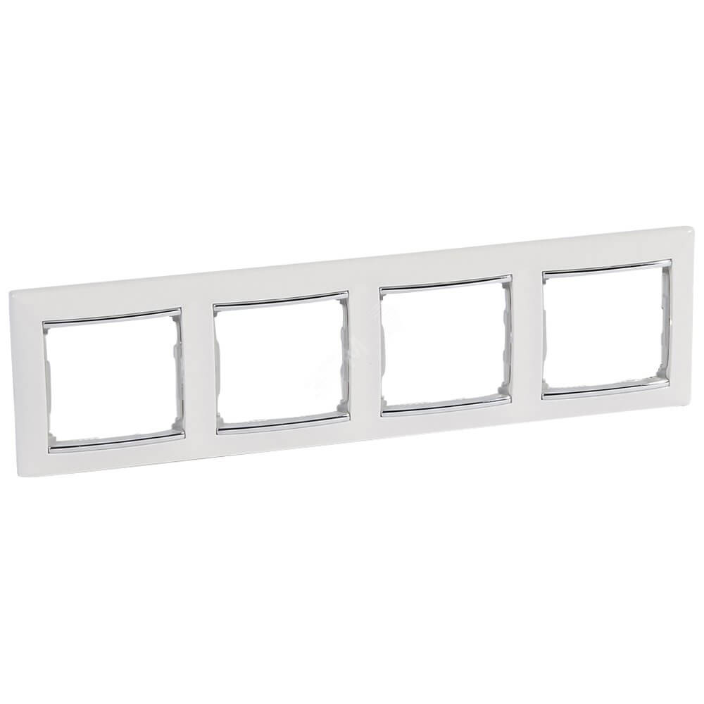 

Рамка 4-постовая Legrand Valena белая/серебряный штрих 770494, Белый, 770494 Valena