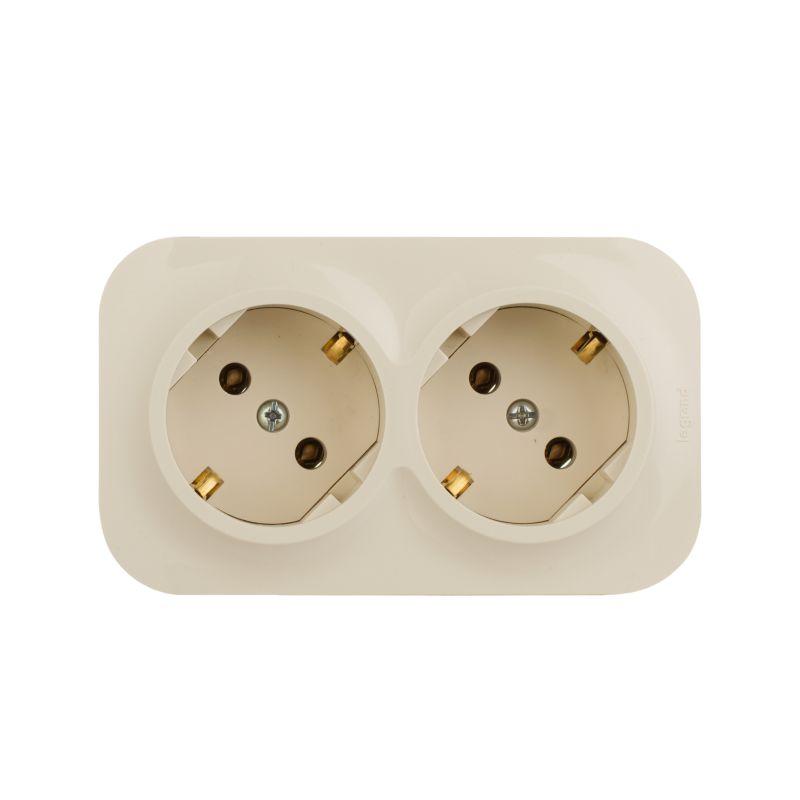 

Розетка 2х2К+З Legrand Quteo 16A 250V слоновая кость 782263, 782263 Quteo