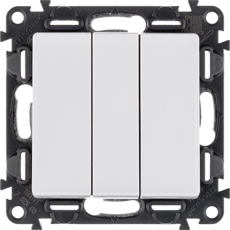 

Выключатель трехклавишный Legrand Valena Life 10A 250V белый 752403, 752403 Valena Life