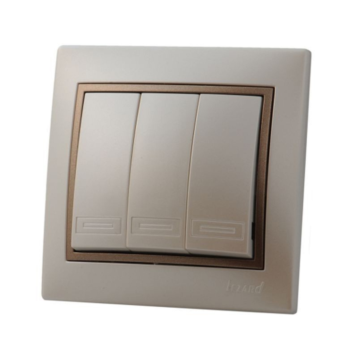 

Выключатель тройной Lezard Mira белый жемчуг со светло-коричневой вставкой 701-3031-109, 701-3031-109 Mira