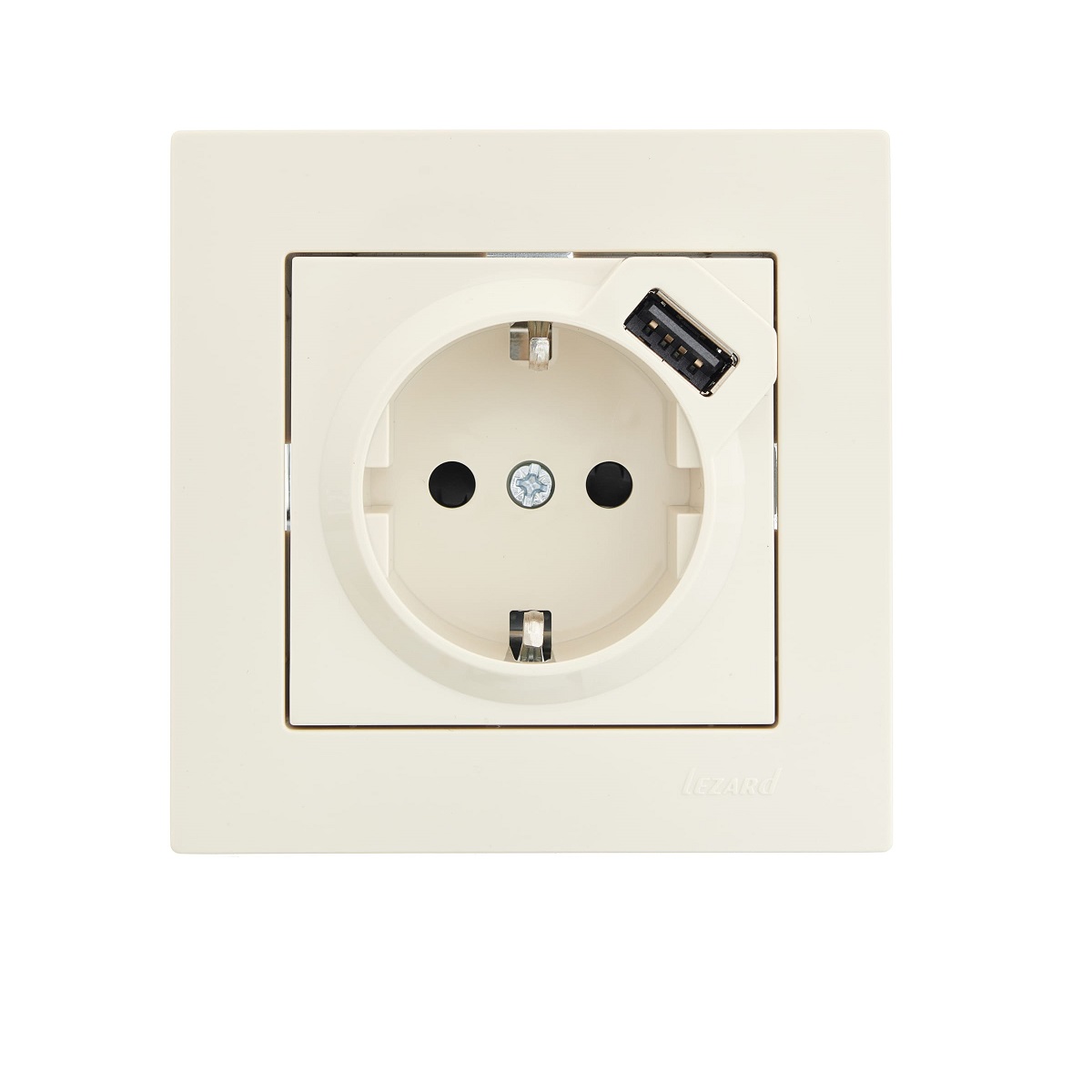 

Розетка с зазем. + USB-разъём Lezard Vesna кремовая 742-0388-181, Кремовый, 742-0388-181 Vesna ()