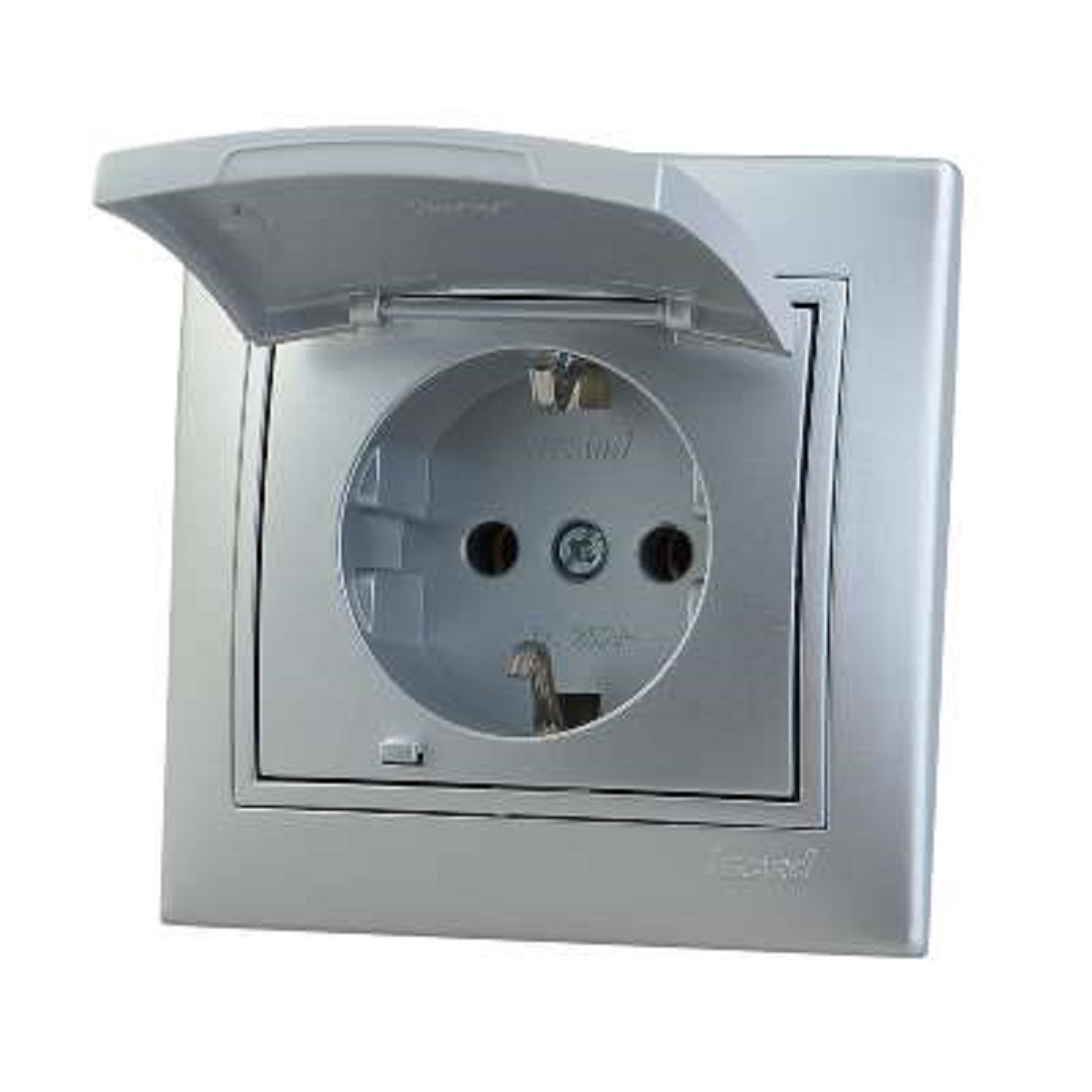 

Розетка с зазем. с крышкой Lezard Mira серебро 701-1010-123, 701-1010-123 Mira