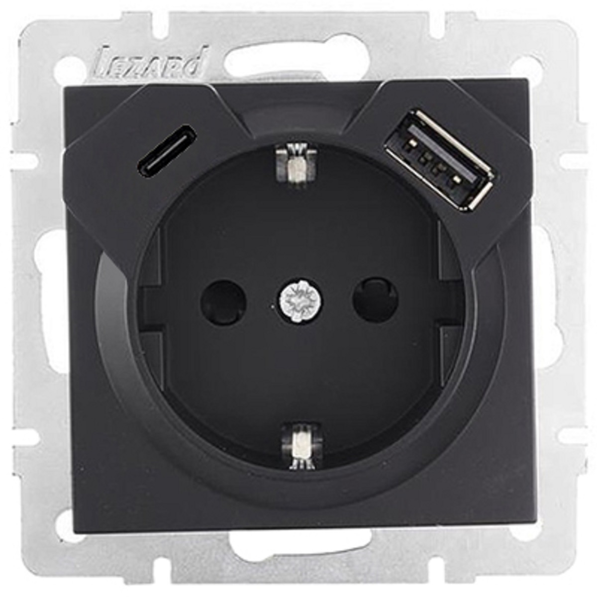 

Розетка с зазем. + TC и USB-разъём Lezard Vesna черная 742-4288-181TC, Черный, 742-4288-181TC Vesna ()