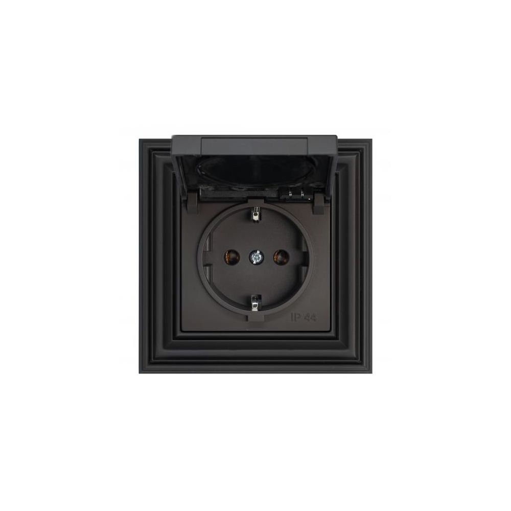 

Розетка 2P Liregus Retro с крышкой шторками черный матовый 29-223, 29-223 Retro черный матовый ()