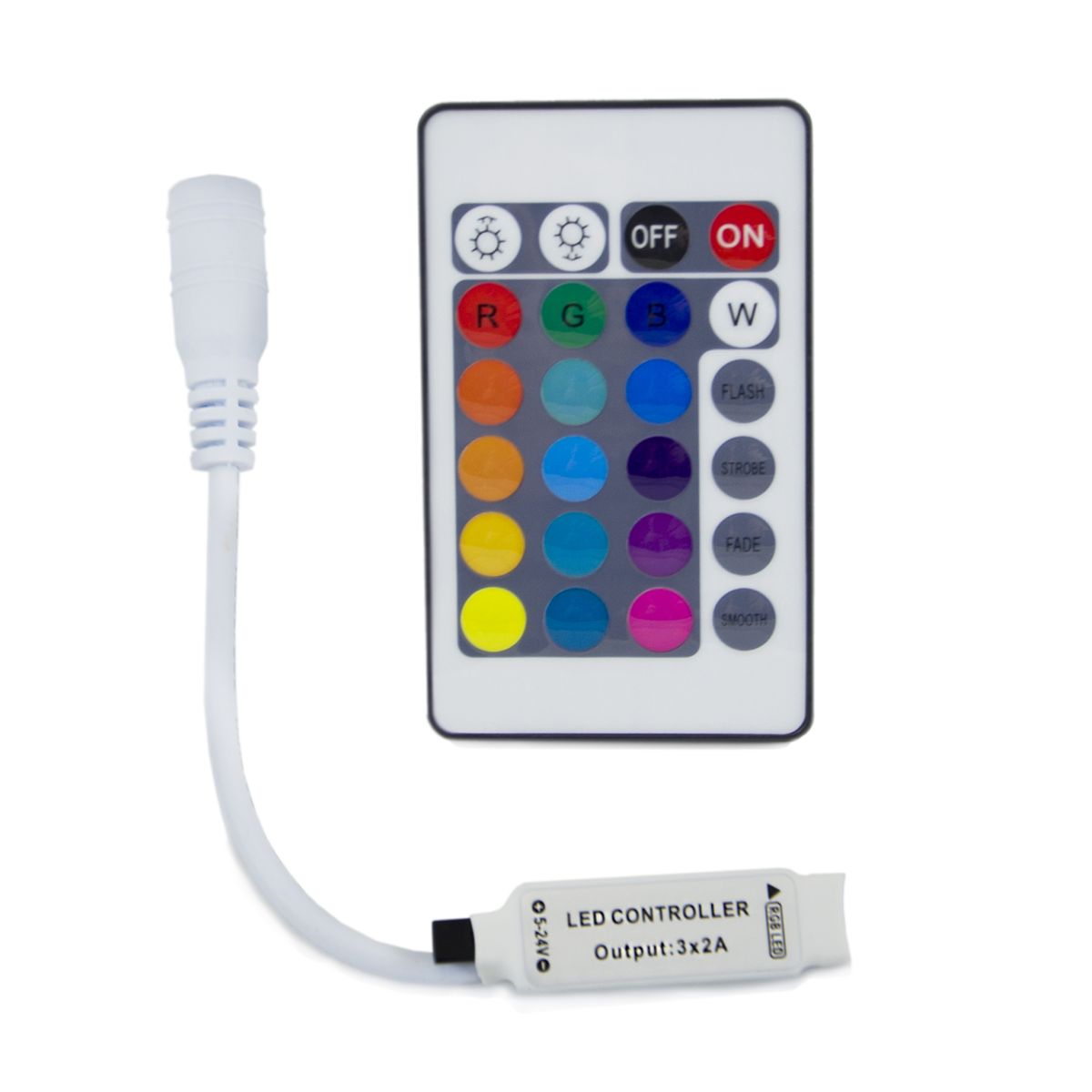 

Мини-контроллер RGB OGM с пультом 12/24V C4-15, Белый, C4-15