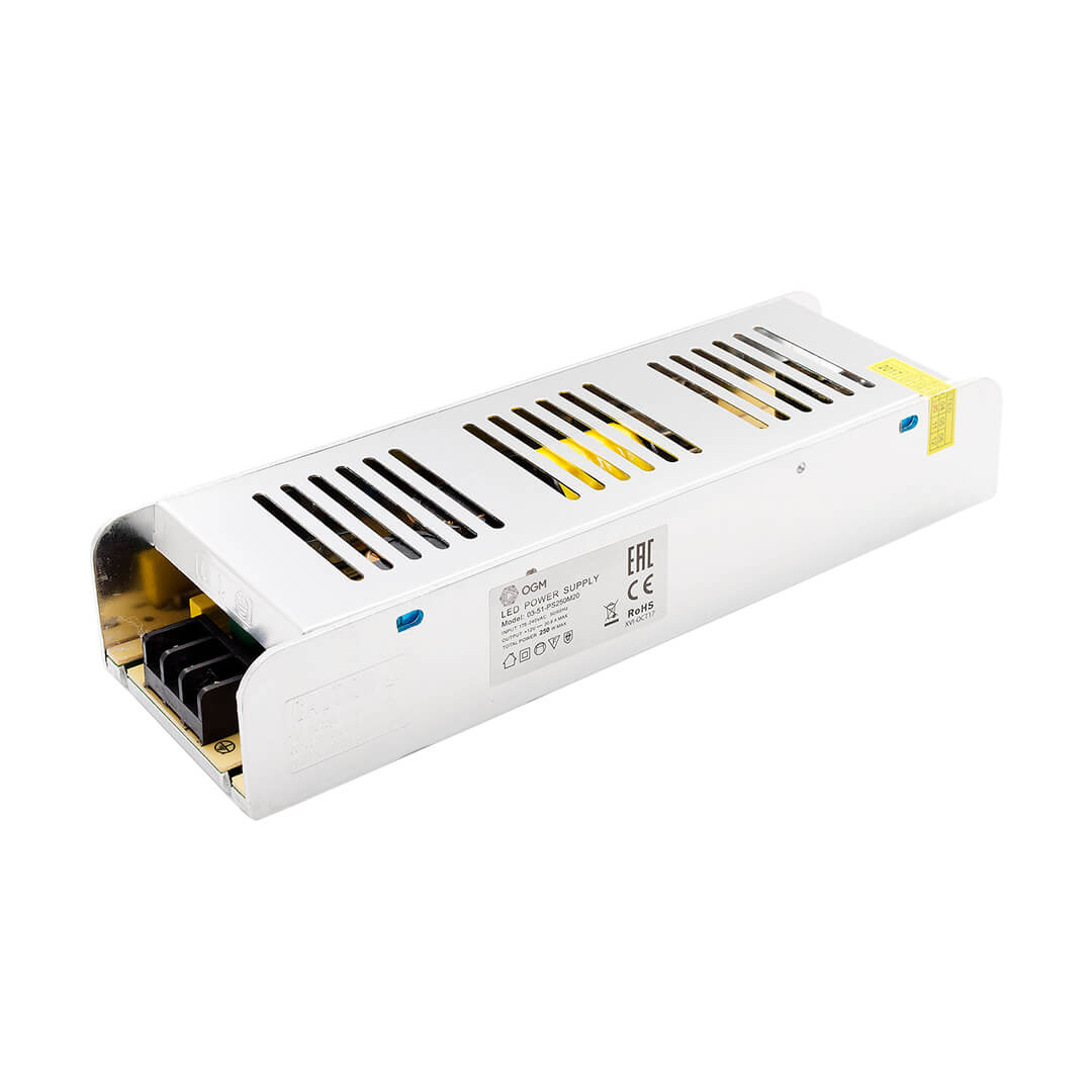 

Блок питания OGM 12V 250W IP20 20,83A PS3-51, Серебро, PS3-51