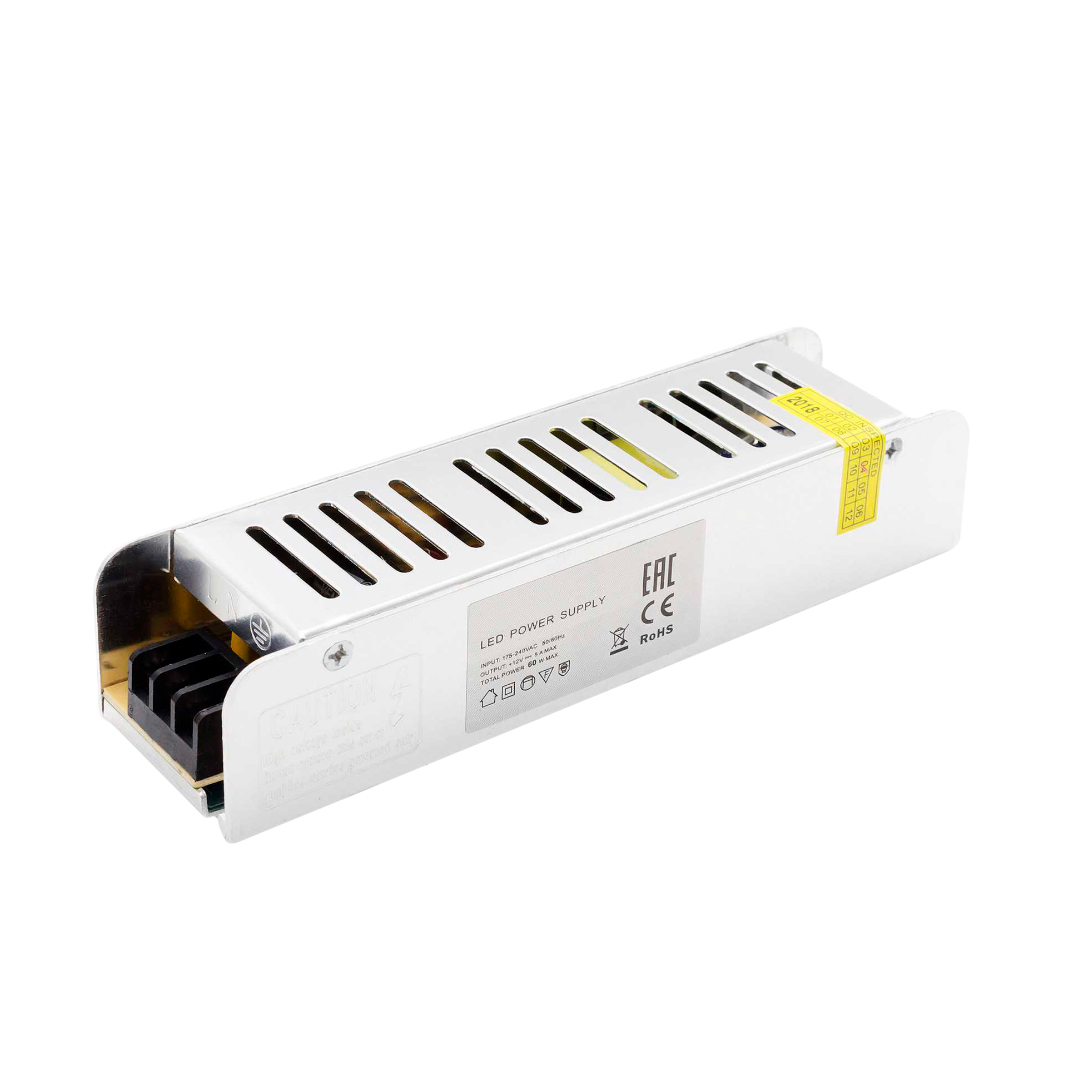 

Блок питания OGM 12V 60W IP20 5A PS3-47, Серебро, PS3-47