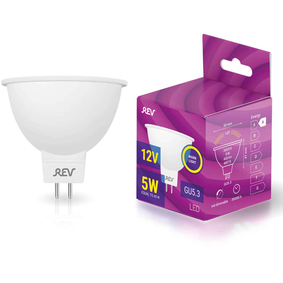 

Лампа светодиодная REV MR16 GU5.3 5W 3000K теплый свет 12V 32371 6, 32371 6
