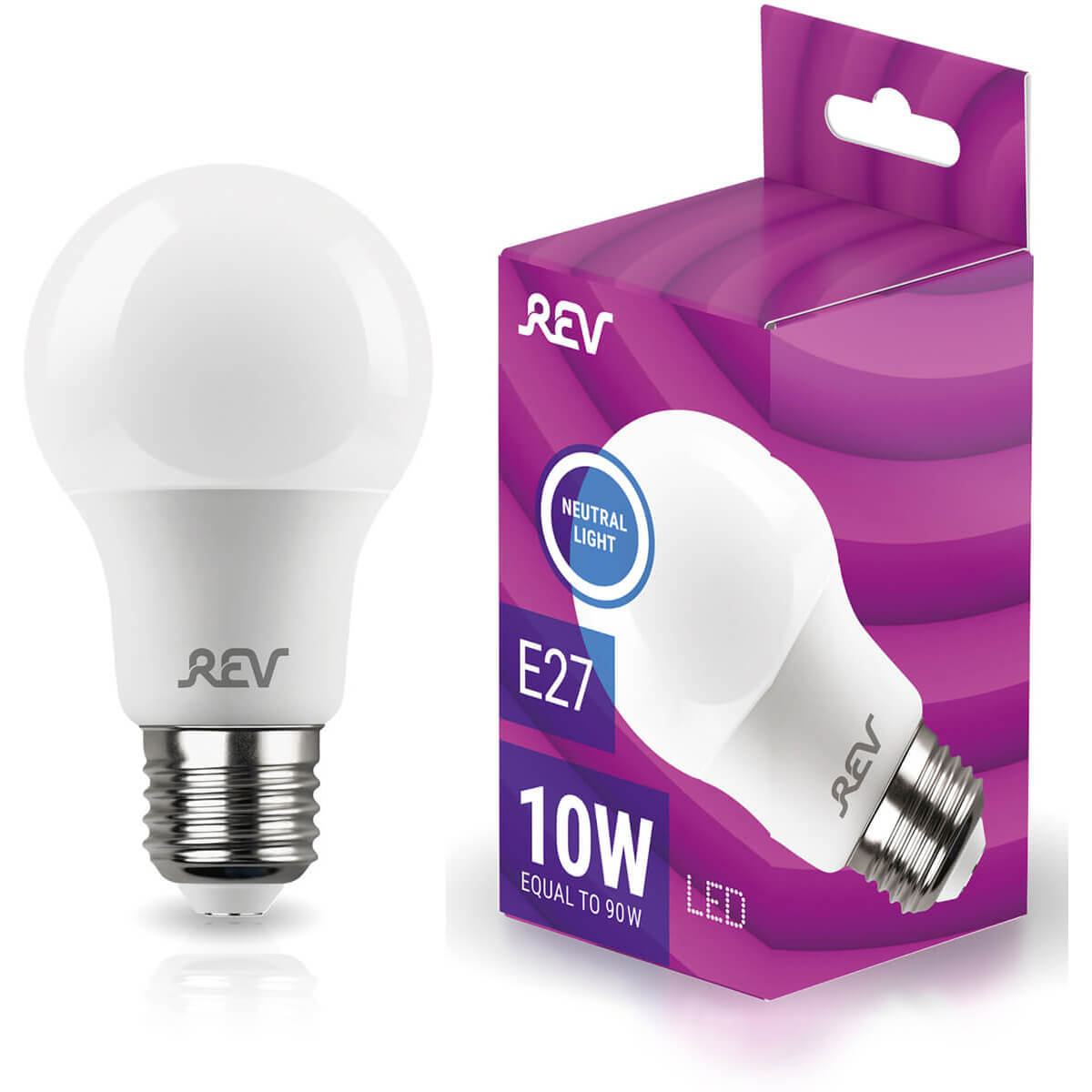 

Лампа светодиодная REV A60 Е27 10W 4000K нейтральный белый свет груша 32267 2, 32267 2