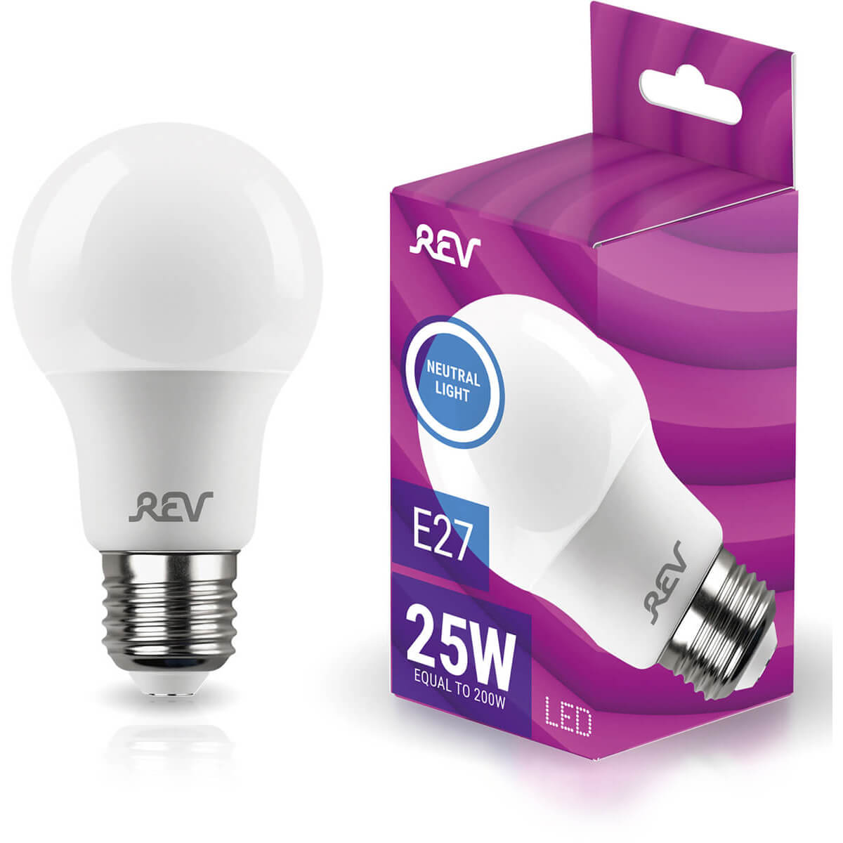 

Лампа светодиодная REV A60 Е27 25W 4000K нейтральный белый свет груша 32533 8, 32533 8