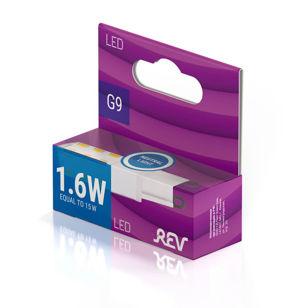 

Лампа светодиодная REV JCD G9 1,6W 4000K нейтральный белый свет 220V кукуруза 32440 9, 32440 9