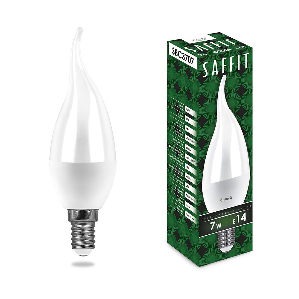 

Лампа светодиодная Saffit E14 7W 6400K матовая SBC3707 55142, Белый, 55142 SBC3707