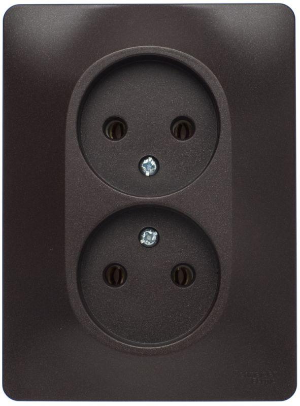

Розетка двойная 2К Schneider Electric Glossa 16A 250V шоколад GSL000820, Коричневый, GSL000820 Glossa