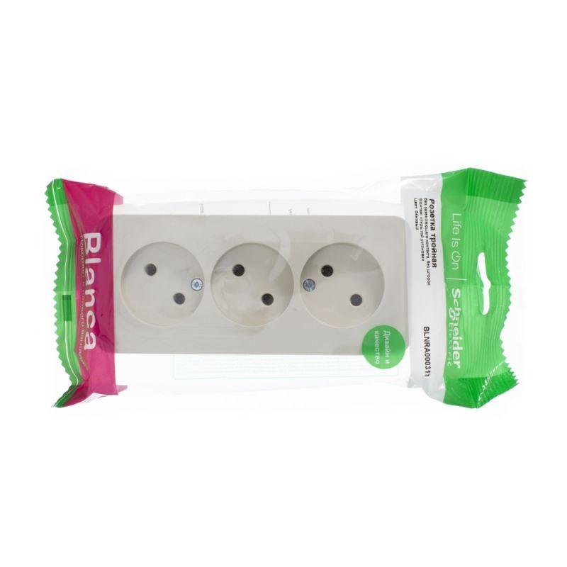 

Розетка тройная 2К Schneider Electric Blanca 16A 250V бежевая BLNRA000317, Бежевый, BLNRA000317 Blanca