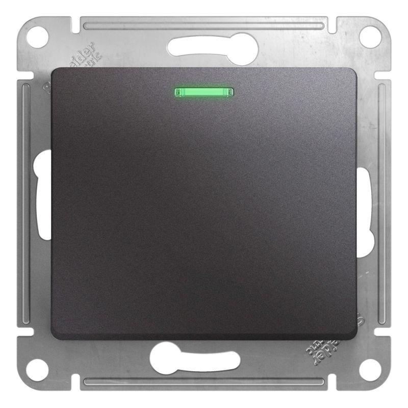 

Переключатель одноклавишный проходной Schneider Electric Glossa 10A 250V с подсветкой графит GSL001363, GSL001363 Glossa