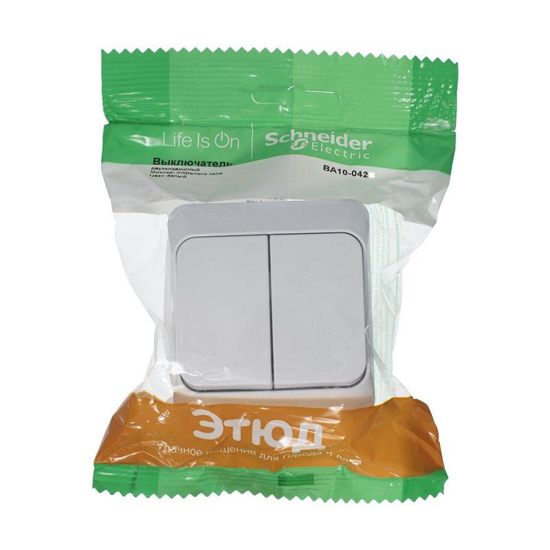 

Выключатель двухклавишный Schneider Electric Этюд 10A 250V белый BA10-042B, BA10-042B Этюд