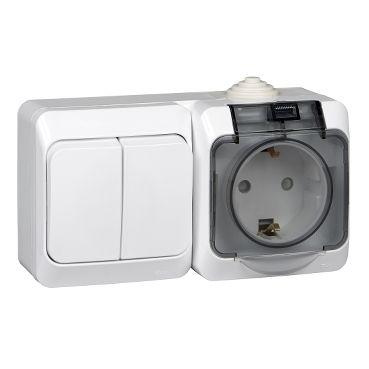 

Блок розетка-выключатель Schneider Electric Этюд белый BPA16-242B, BPA16-242B Этюд