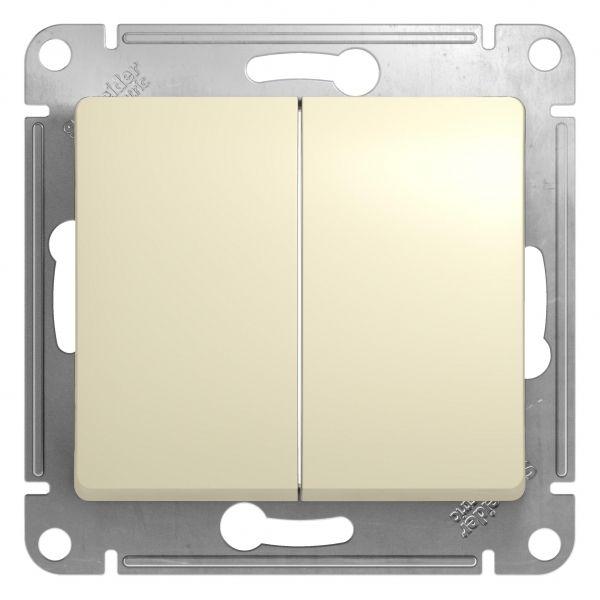

Выключатель двухклавишный Schneider Electric Glossa 10A 250V бежевый GSL000251, GSL000251 Glossa