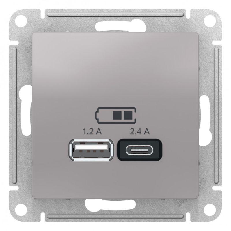 

Розетка 2хUSB Schneider Electric AtlasDesign Type A+C алюминий ATN000339, ATN000339 AtlasDesign