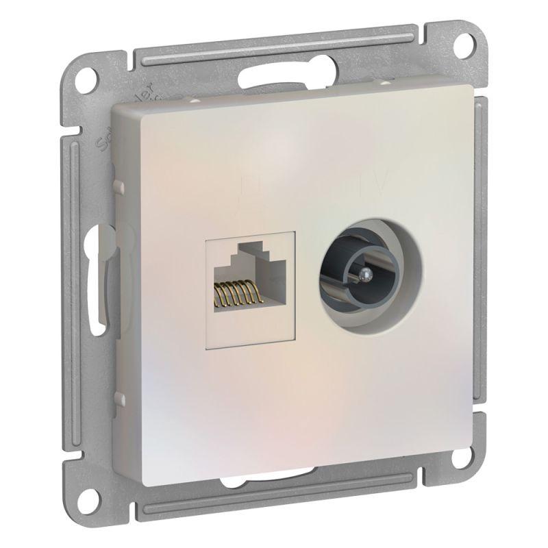 

Розетка компьютерная RJ45/TV Schneider Electric AtlasDesign 5e кат UTP жемчужная ATN000489, Белый жемчуг, ATN000489 AtlasDesign