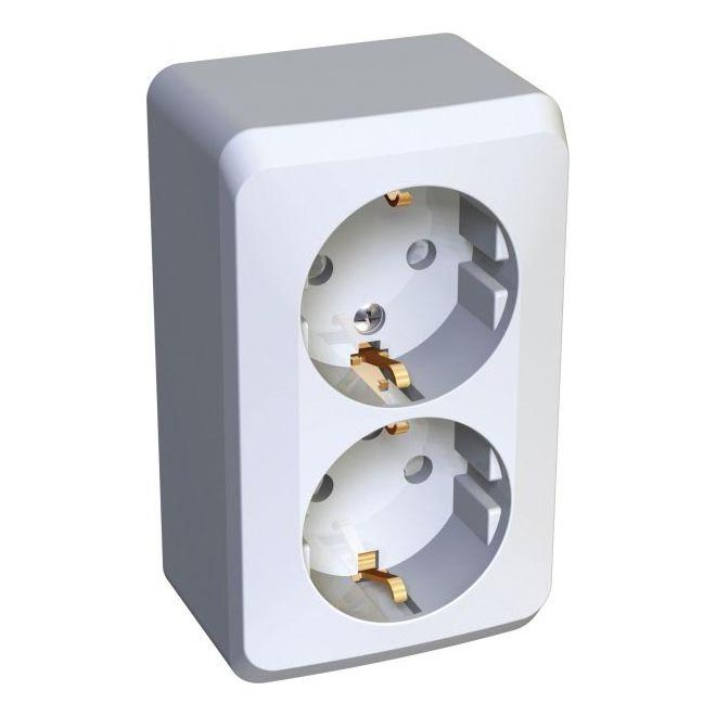 

Розетка двойная 2К+З Schneider Electric Этюд 16A 250V со шторками белая PA16-008B, Белый, PA16-008B Этюд