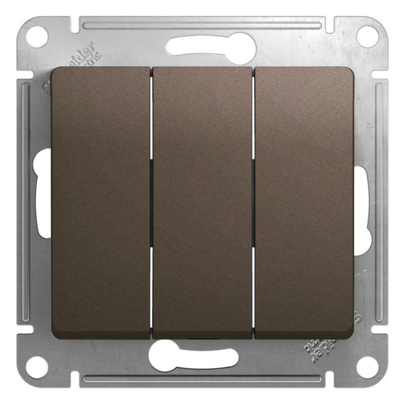 

Выключатель трехклавишный Schneider Electric Glossa 10A 250V шоколад GSL000831, Коричневый, GSL000831 Glossa