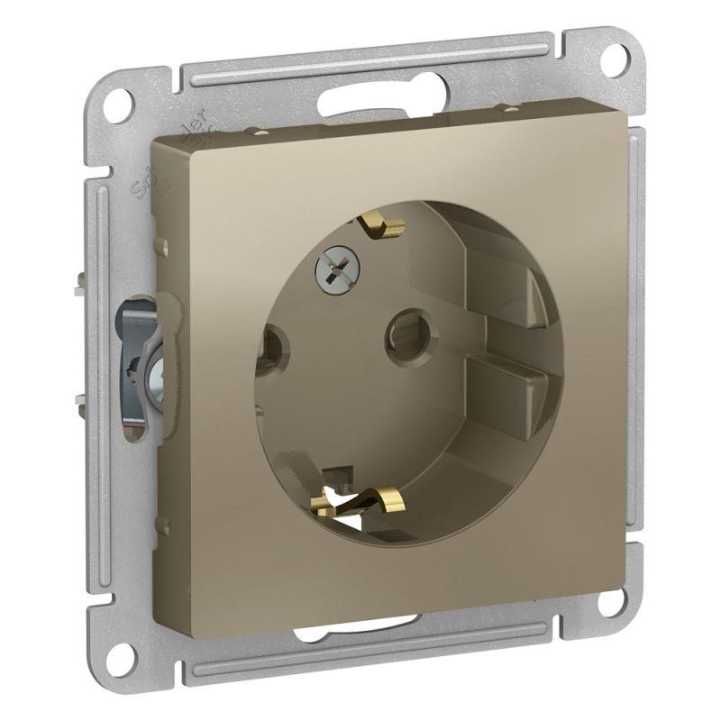 

Розетка 2К+З Schneider Electric AtlasDesign 16A 250V со шторками шампань ATN000545, ATN000545 AtlasDesign