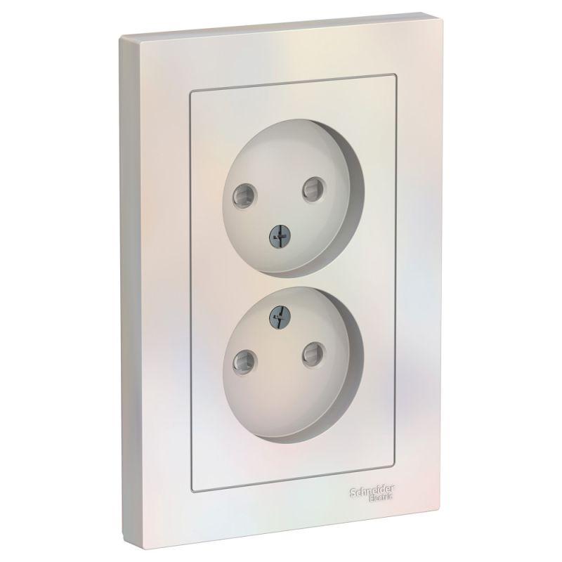 

Розетка двойная 2К Schneider Electric AtlasDesign 16A 250V со шторками жемчужная ATN000422, Белый жемчуг, ATN000422 AtlasDesign