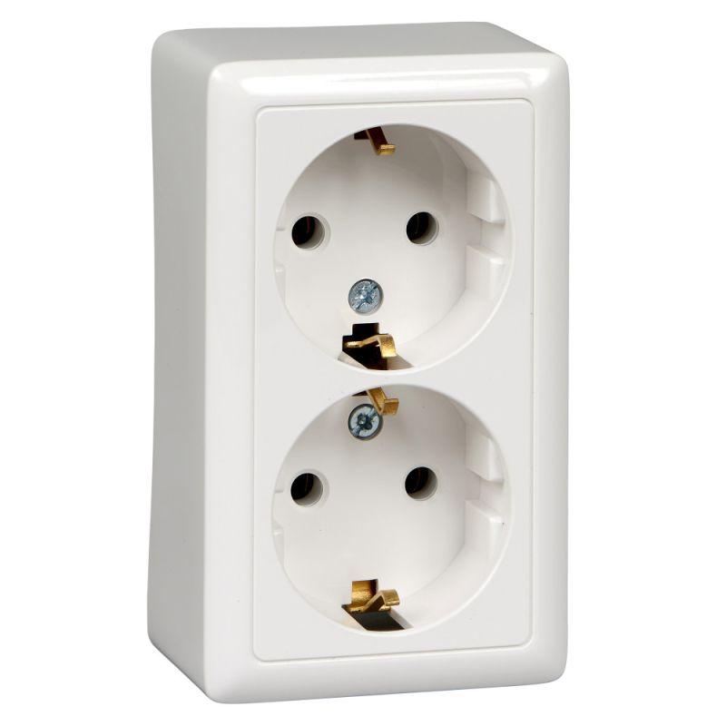 

Розетка двойная 2К+З Schneider Electric Хит 16A 250V белая RA16-238-B, Белый, RA16-238-B Хит