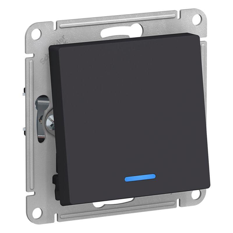 

Переключатель одноклавишный проходной Schneider Electric AtlasDesign 10A 250V с подсветкой карбон ATN001063, Черный, ATN001063 AtlasDesign