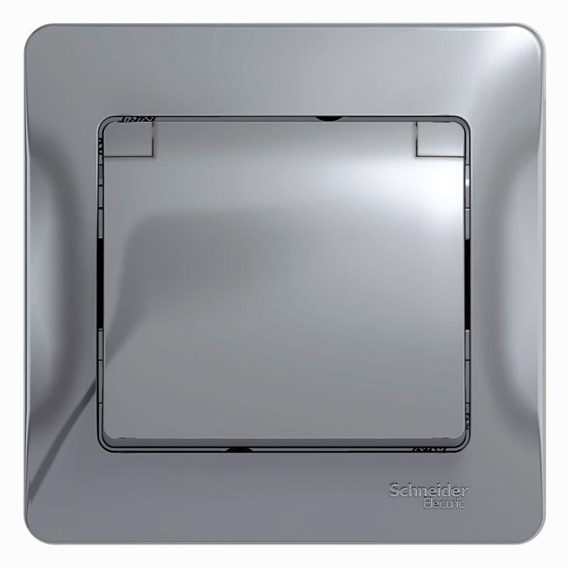 

Розетка 2К+З Schneider Electric Glossa 16A 250V со шторками и крышкой алюминий GSL000346, GSL000346 Glossa
