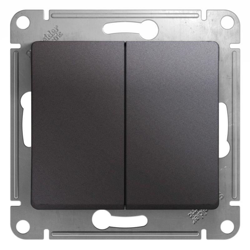 

Выключатель двухклавишный Schneider Electric Glossa 10A 250V графит GSL001351, GSL001351 Glossa