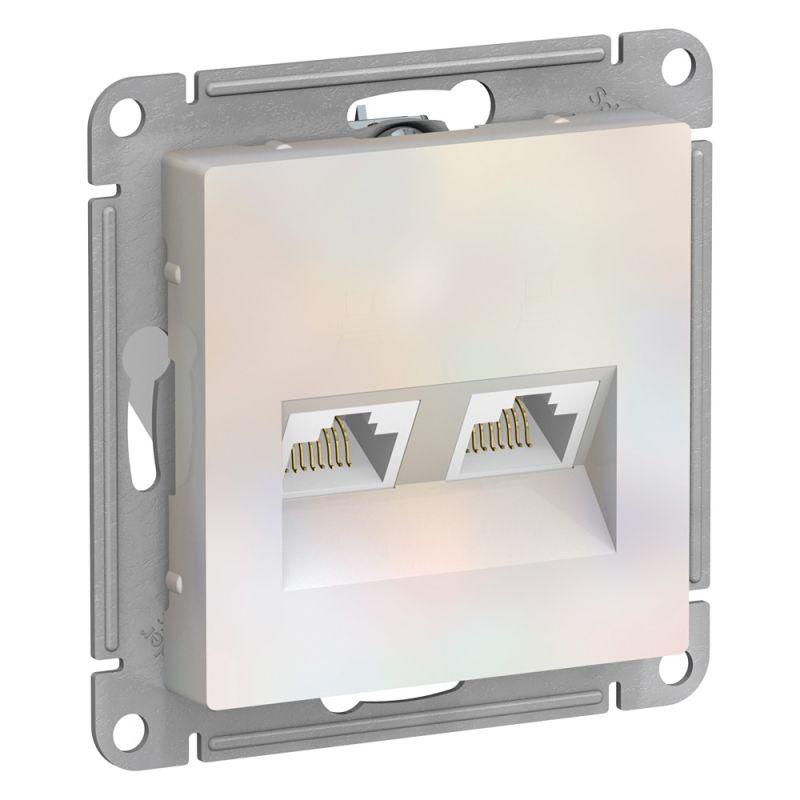

Розетка компьютерная двойная RJ45 Schneider Electric AtlasDesign 5e кат UTP жемчужная ATN000485, Белый жемчуг, ATN000485 AtlasDesign