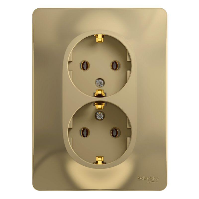 

Розетка двойная 2К+З Schneider Electric Glossa 16A 250V титан GSL000424, Титановый, GSL000424 Glossa
