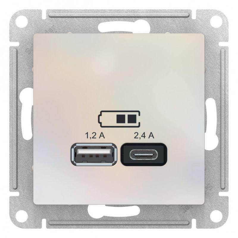 

Розетка 2хUSB Schneider Electric AtlasDesign Type A+C жемчужная ATN000439, Белый жемчуг, ATN000439 AtlasDesign