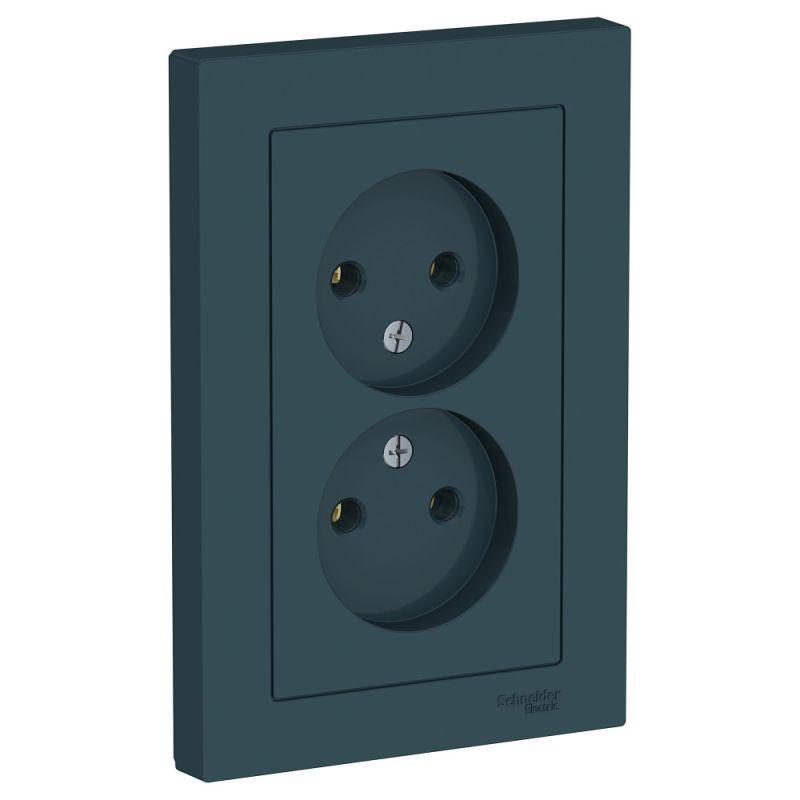 

Розетка двойная 2К Schneider Electric AtlasDesign 16A 250V изумруд ATN000820, Изумрудный, ATN000820 AtlasDesign