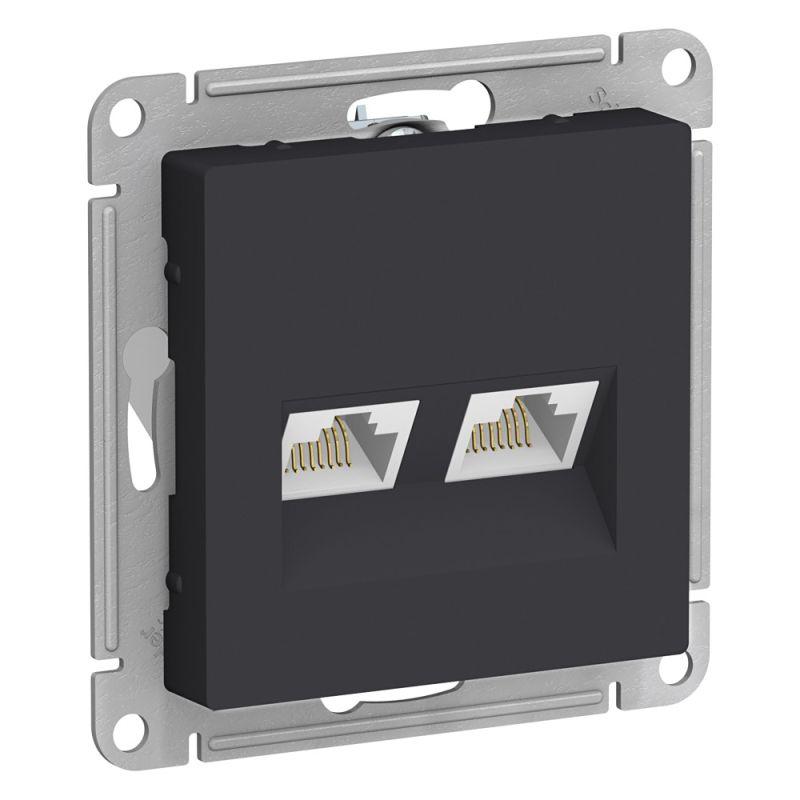 

Розетка компьютерная двойная RJ45 Schneider Electric AtlasDesign 5e кат UTP карбон ATN001085, Черный, ATN001085 AtlasDesign