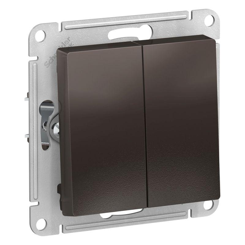 

Выключатель двухклавишный Schneider Electric AtlasDesign 10A 250V мокко ATN000651, Коричневый, ATN000651 AtlasDesign