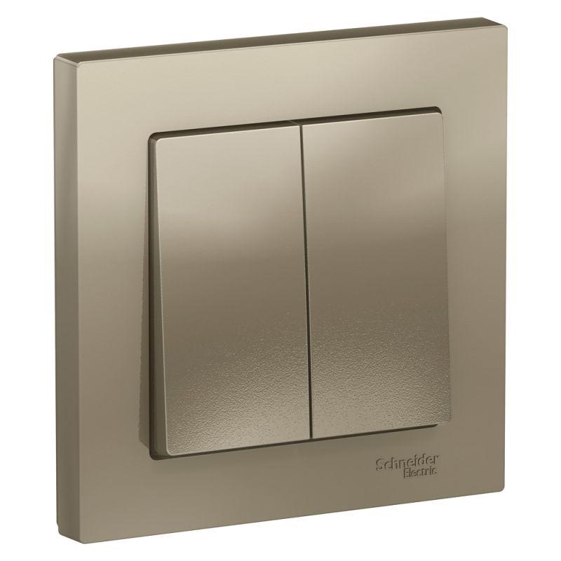 

Выключатель двухклавишный Schneider Electric AtlasDesign 10A 250V шампань ATN000552, ATN000552 AtlasDesign
