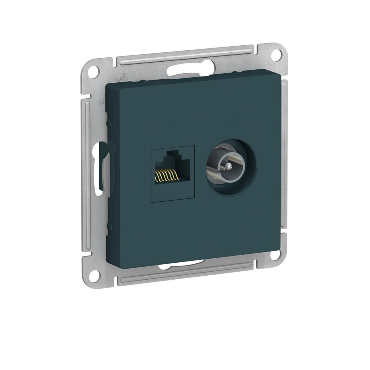 

Розетка двойная компьютерная + телевизионная RJ45 Schneider Electric AtlasDesign кат.5E изумруд ATN000889, Изумрудный, ATN000889 AtlasDesign