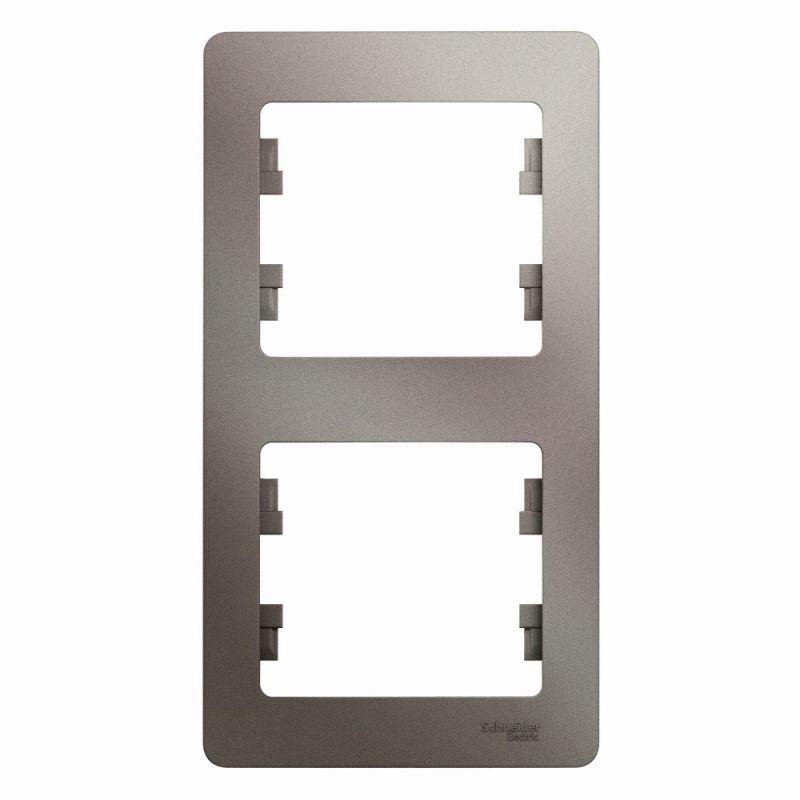 

Рамка 2-постовая Schneider Electric Glossa платина GSL001206, Серебро, GSL001206 Glossa