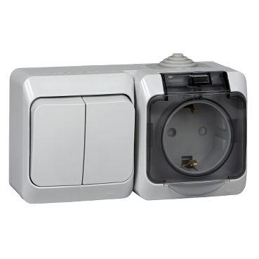 

Блок розетка-выключатель Schneider Electric Этюд серый BPA16-242C, BPA16-242C Этюд