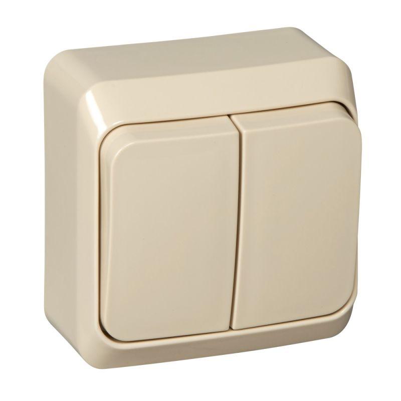 

Выключатель двухклавишный Schneider Electric Этюд 10A 250V кремовый BA10-002K, BA10-002K Этюд