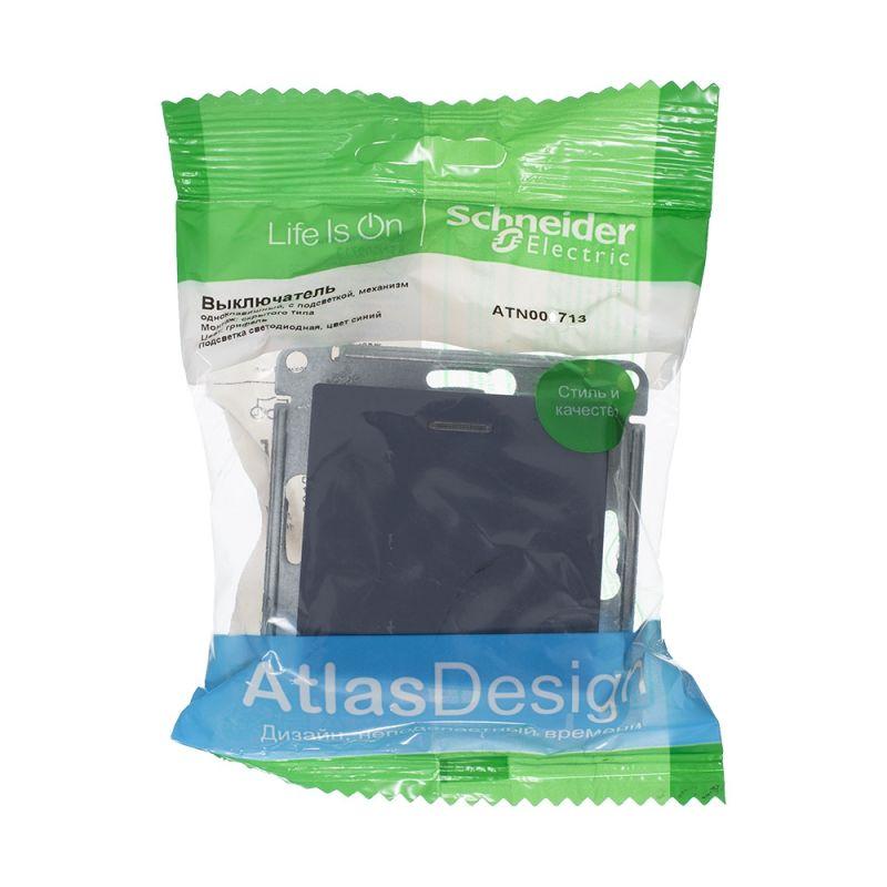 

Выключатель одноклавишный Schneider Electric AtlasDesign 10A 250V с подсветкой грифель ATN000713, Темно-серый, ATN000713 AtlasDesign