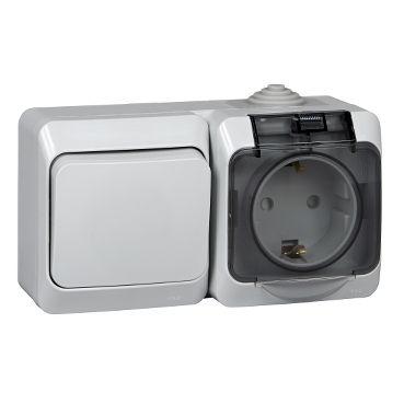 

Блок розетка-выключатель Schneider Electric Этюд серый BPA16-241C, BPA16-241C Этюд