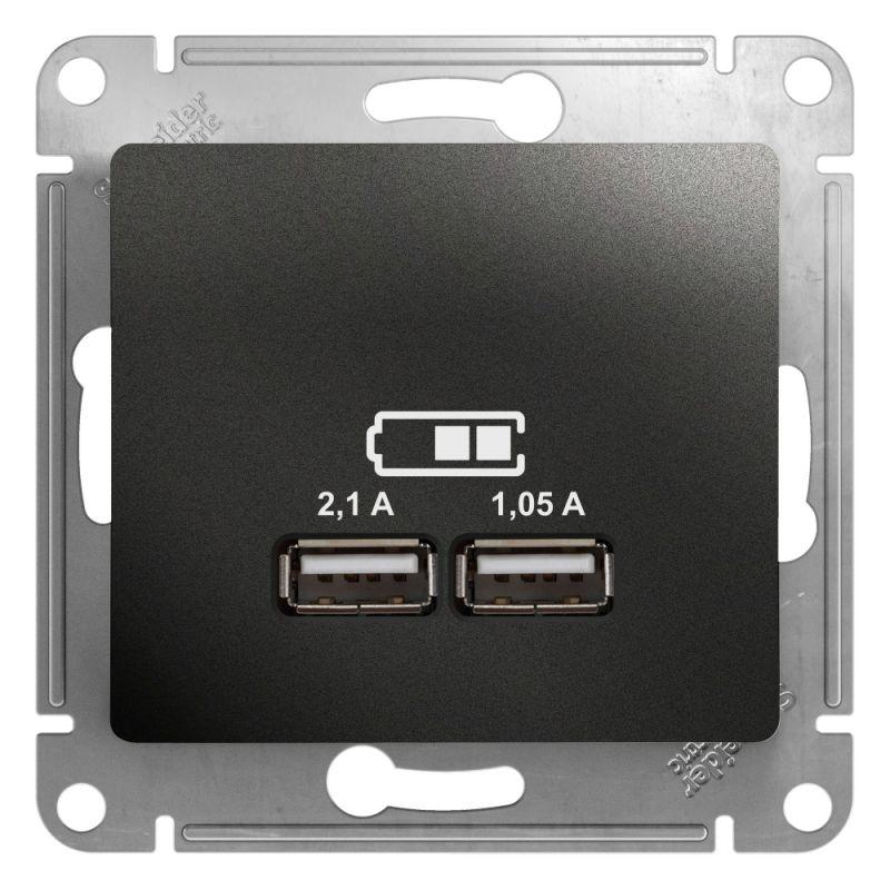 

Розетка двойная USB Schneider Electric Glossa Type A+A антрацит GSL000733, GSL000733 Glossa