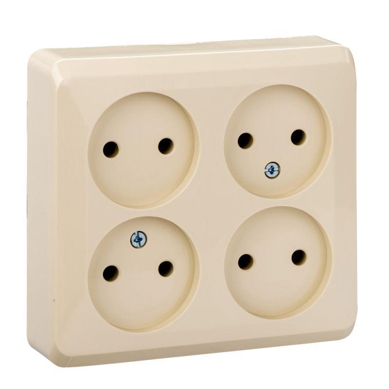 

Розетка четырехместная 2К Schneider Electric Этюд 16A 250V кремовая PA16-205K, Кремовый, PA16-205K Этюд