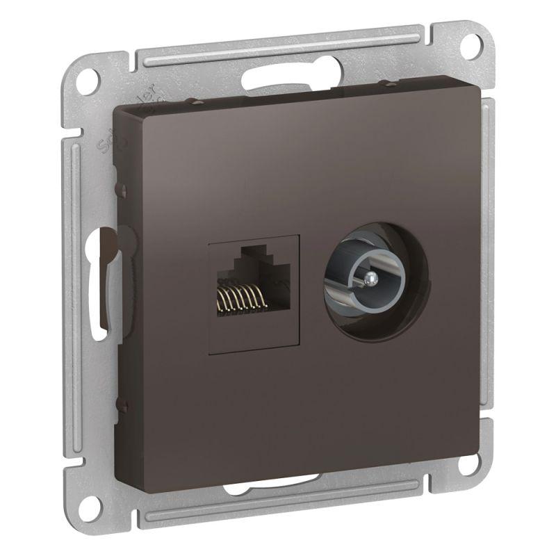 

Розетка компьютерная RJ45/TV Schneider Electric AtlasDesign 5e кат UTP мокко ATN000689, Коричневый, ATN000689 AtlasDesign